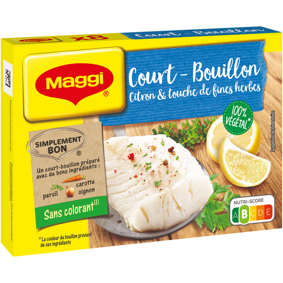 Court bouillon au citron et fines herbes MAGGI, boite de 8 cubes, 90g