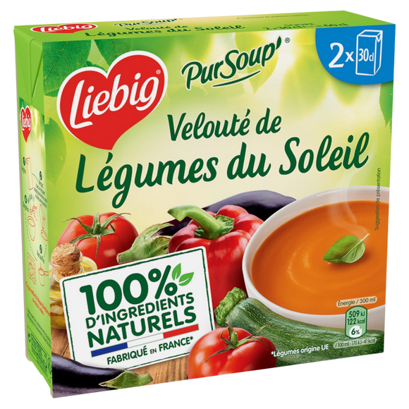 Soupe Pur'Soup velouté de légumes du soleil LIEBIG, 2 briques de 30cl
