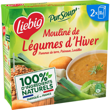 Soupe mouliné aux légumes d'hiver, pomme de terre, poireaux et lentilles LIEBIG, 2 briques de 30cl