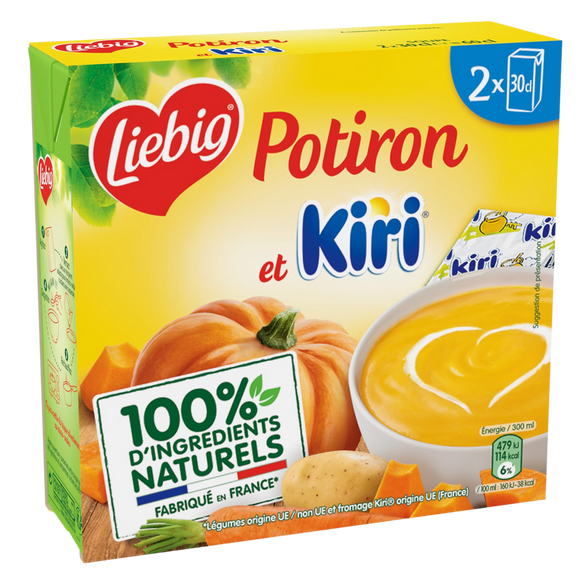 Potage Doux Plaisirs de potiron au kiri LIEBIG, 2 briques de 30cl