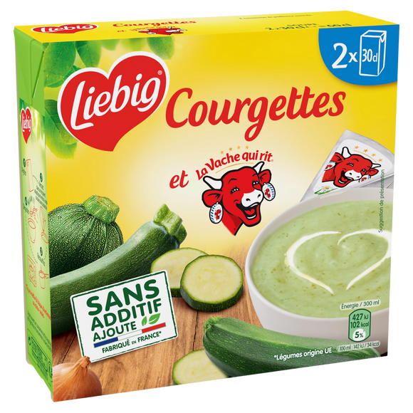 Soupe courgettes au fromage la vache qui rit LIEBIG, 2 briques de 30cl