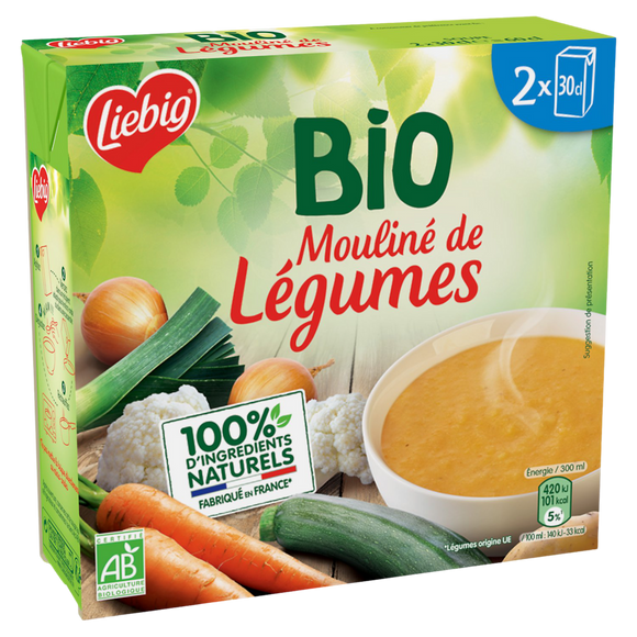 Soupe mouliné de légumes bio LIEBIG, briques 2x30cl