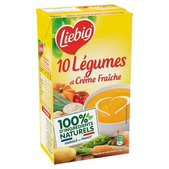 Soupe Pur'Soup velouté de 10 légumes et crème LIEBIG, brique 1l