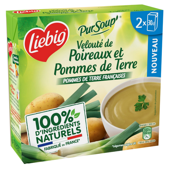 Soupe Pur'Soup velouté de poireaux pdt française LIEBIG 2x30cl