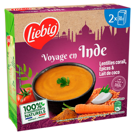 Soupe Voyage en Inde Lentilles corail, épices & lait de coco LIEBIG, 2x30cl