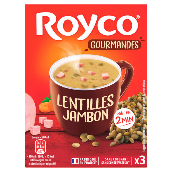 Soupes lentilles jambon ROYCO x3 66g