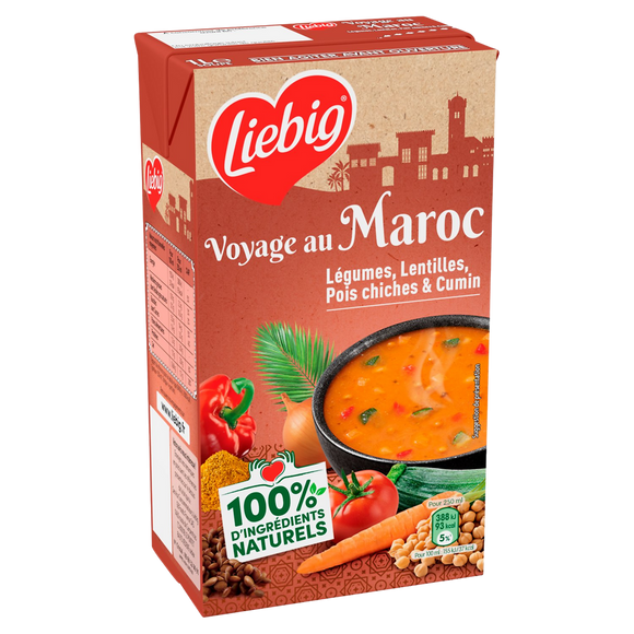 Soupe voyage au Maroc légumes .lentilles pois chiches cumin LIEBIG 1l