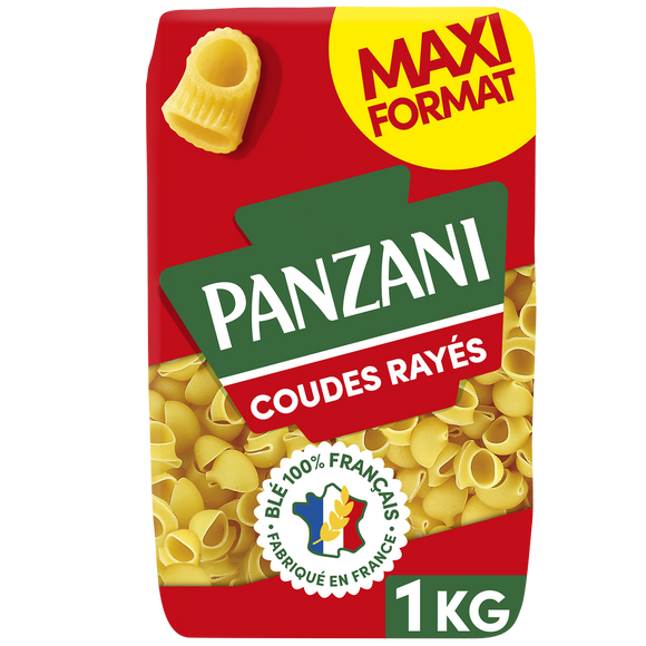 Pâtes COUDES RAYES blé Français PANZANI - 1kg