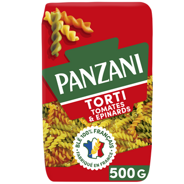 Pâtes TORTI Tomates et Epinards blé Français PANZANI - 500g