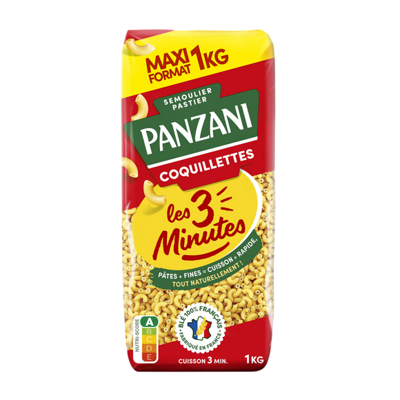 Pâtes COQUILLETTES 3 minutes PANZANI - 1kg