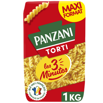 Pâtes TORTI Cuisson Rapide 3 Minutes blé Français PANZANI - 1kg