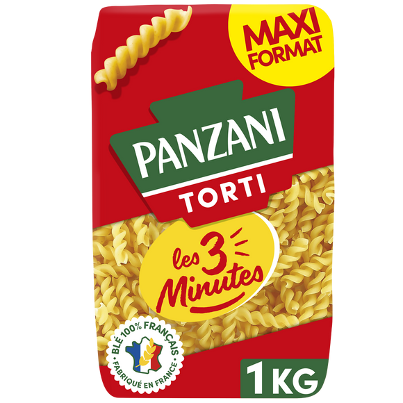 Pâtes TORTI Cuisson Rapide 3 Minutes blé Français PANZANI - 1kg