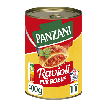 Ravioli pur boeuf PANZANI, boîte 1/2 de 400g