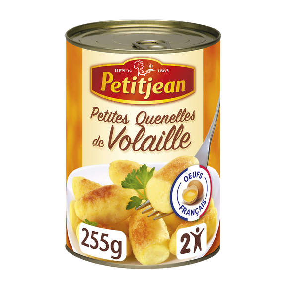 Petites quenelles de volaille au naturel PETIT JEAN, boîte de 255g