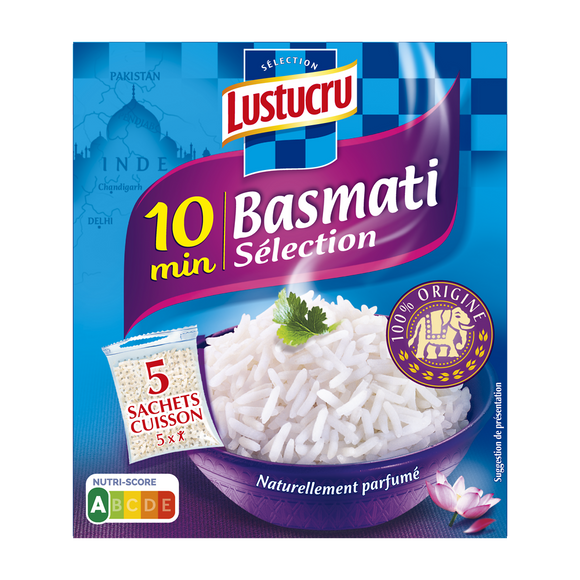 Riz basmati LUSTUCRU sachets cuisson, 5X90g soit 450g