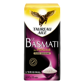 Riz basmati penjab long grain naturellement parfumé TAUREAU AILE, 600g