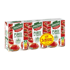 Purée de tomates zéro résidu de pesticides PANZANI - 3x200g