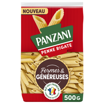 Pâtes PENNE RIGATE Fermes et Généreuses blé Français PANZANI -500g