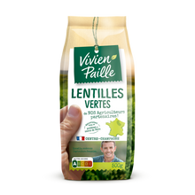 Lentilles vertes de nos agriculteurs partenaires VIVIEN PAILLE, étui 500g