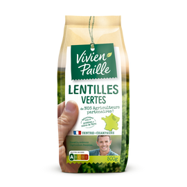 Lentilles vertes de nos agriculteurs partenaires VIVIEN PAILLE, étui 500g