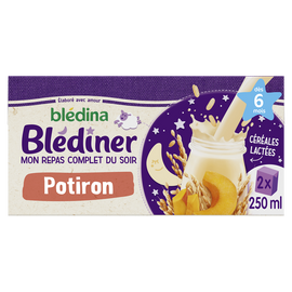 Lait et céréales bébé soir aux légumes potiron dès 6 mois BLEDINER BLEDINA 2x250g