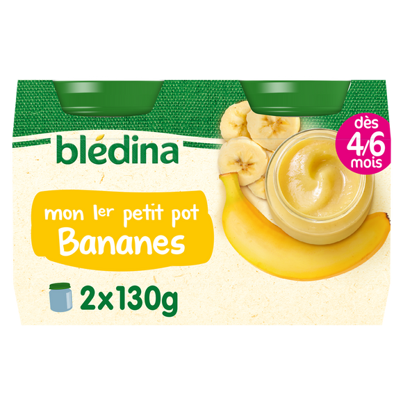Petits pots bébé aux fruits banane dès 4 mois BLEDINA 2x130g