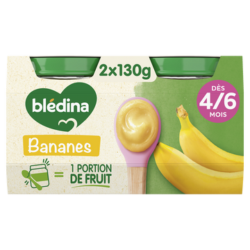 BLEDINA - Dessert bébé Banane, dès 4 mois - 2x130g