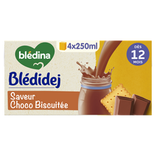 BLEDINA BLEDIDEJ - Lait et céréales bébé chocolat biscuité, dès 12 mois - 4x250ml