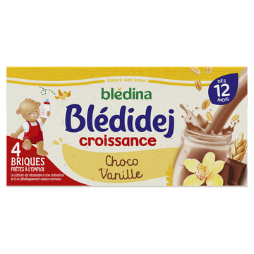 Lait et céréales bébé chocolat vanille dès 12 mois BLEDIDEJ BLEDINA 4x250ml