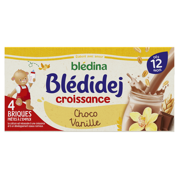 Lait et céréales bébé chocolat vanille dès 12 mois BLEDIDEJ BLEDINA 4x250ml