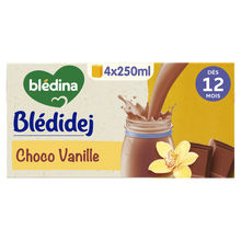 BLEDINA BLEDIDEJ - Lait et céréales bébé chocolat vanille, dès 12 mois- 4x250ml