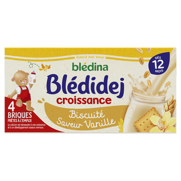 Lait et céréales bébé biscuité vanille dès 12 mois BLEDIDEJ BLEDINA 4x250ml