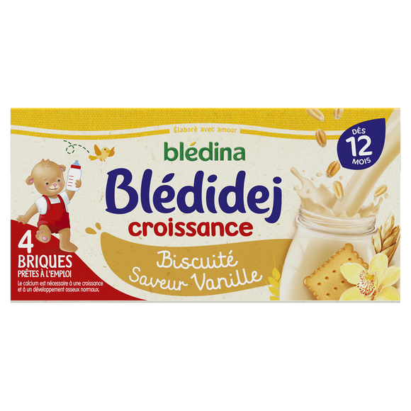 Lait et céréales bébé biscuité vanille dès 12 mois BLEDIDEJ BLEDINA 4x250ml