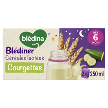 BLEDINA BLEDINER - Lait et céréales bébé soir aux légumes courgettes,de 6 à 12 mois - 2x250ml