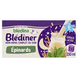 Lait et céréales bébé soir aux légumes épinards dès 6 mois BLEDINER BLEDINA 2x250g