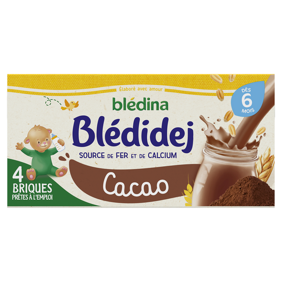 Lait et céréales bébé saveur cacao dès 6 mois BLEDIDEJ BLEDINA 4x250ml