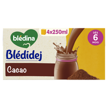 BLEDINA BLEDIDEJ - Lait et céréales bébé saveur cacao, de 6 à 12 mois-4x250ml