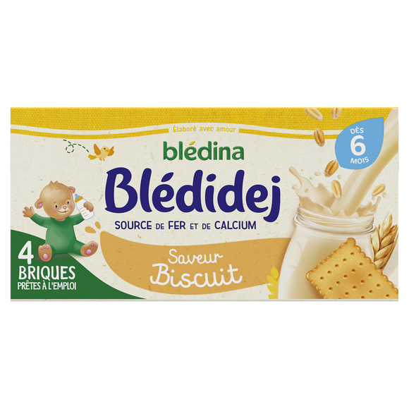 Lait et céréales bébé biscuité dès 6 mois BLEDIDEJ bledina - 4x250ml