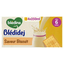 BLEDINA BLEDIDEJ - Lait et céréales bébé saveur biscuit, de 6 à 12 mois - 4x250ml
