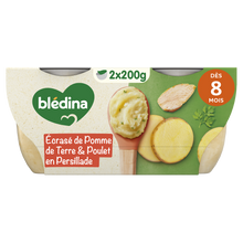 BLEDINA - Plat bébé Pommes de terre, poulet, dès 8 mois- 2x200g