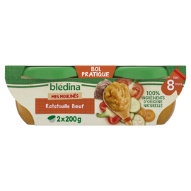 Plats bébé ratatouille boeuf dès 8 mois BLEDINA 2X200g
