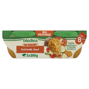 Plats bébé ratatouille boeuf dès 8 mois BLEDINA 2X200g