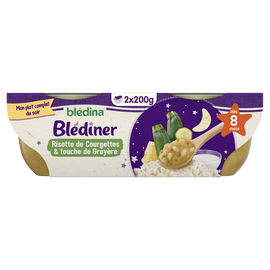 Risotto courgettes gruyère fondu dés 8 mois Blédina BLEDINER bol 2x200g