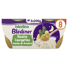 BLEDINA BLEDINER - Plat bébé Risotto de courgettes, dès 8 mois -2x200g