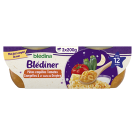 Plats bébé soir pâtes tomates courgettes gruyère dès 12 mois BLEDINERBLEDINA 2x200g