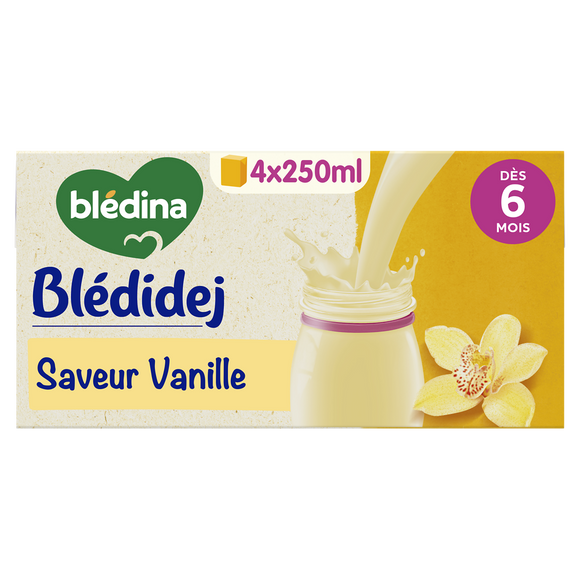 BLEDINA BLEDIDEJ - Lait et céréales vanille, de 6 à 12 mois - 4x250ml