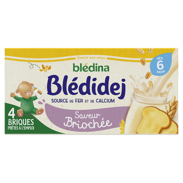 Lait et céréales bébé saveur briochée dès 6 mois BLEDIDEJ BLEDINA 4x250ml