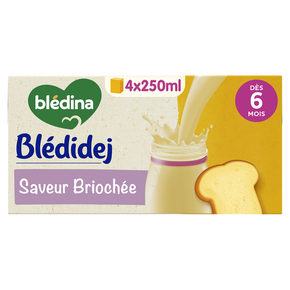 BLEDINA BLEDIDEJ - Lait et céréales saveur briochée, de 6 à 12 mois -4x250ml
