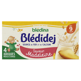 Lait et céréales bébé saveur madeleine dès 9 mois BLEDIDEJ BLEDINA 4x250ml