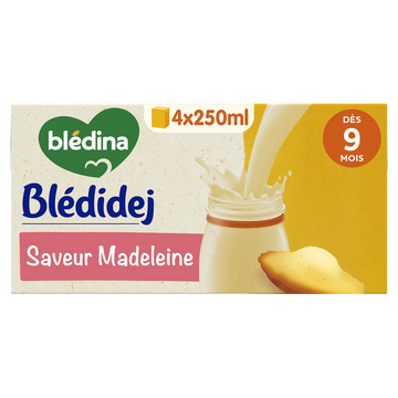 BLEDINA BLEDIDEJ - Lait et céréales saveur madeleine, dès 9 mois - 4x250ml